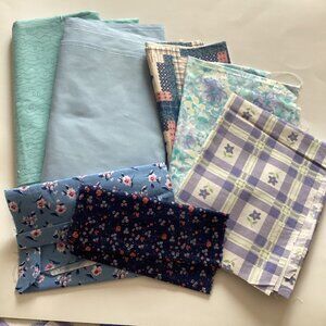A Bundle Bag of Blue Themed Cotton Fabric Material Scraps Quilting Sewing